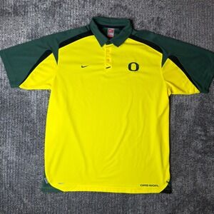Nike Team Oregon Ducks Polo Shirt Mens XXL Yellow Green Nike FIT DRY Authentic